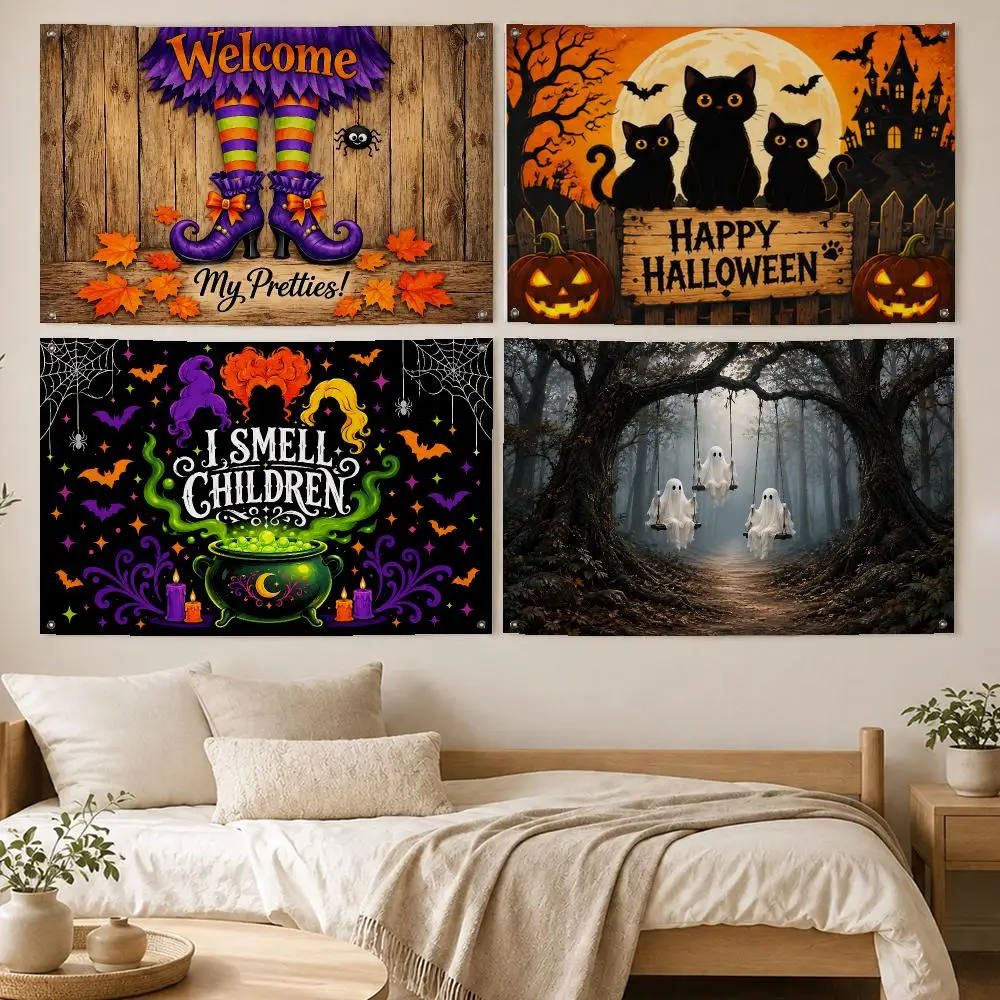 Halloween party Flags Room Bedroom Home Outdoor Wall Hanging Concert Printed Background Decoration Art Banne