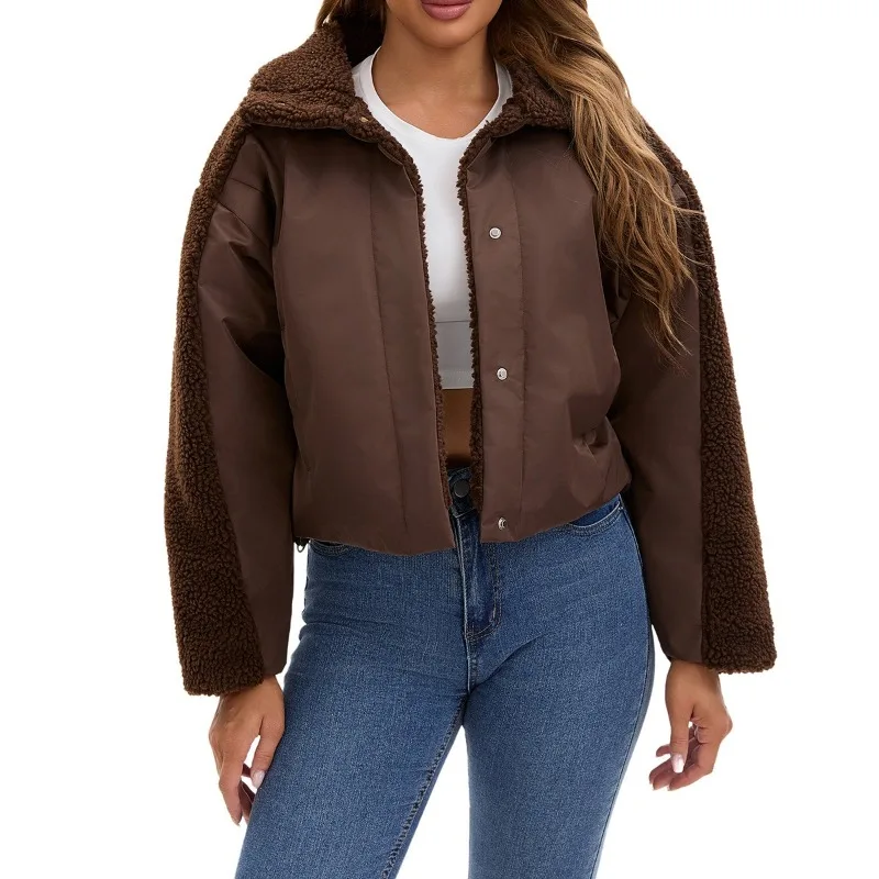 

2025 Winter New Women's Retro Loose Casual Joker Long-sleeved Lambswool Coat