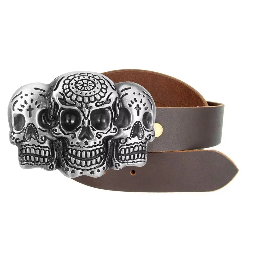 Vintage klassieke zilveren schedelriemgesp voor man cowboygesp zonder riem