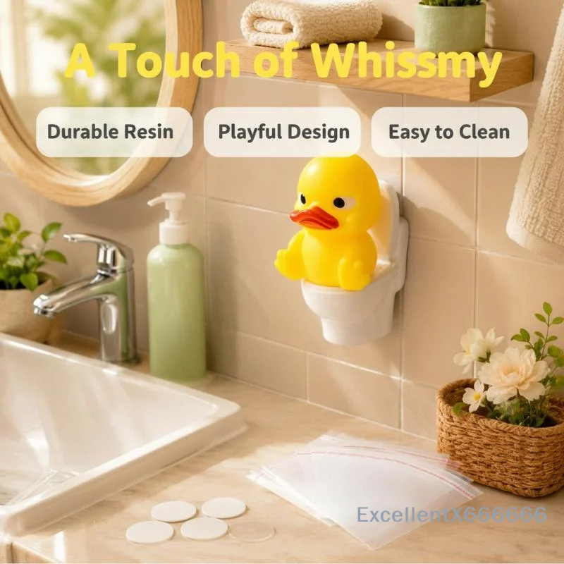 Cute Cartoon Yellow Duck Toilet Shaped No Drill Adhesive For Bathroom Bedroom Kids Decor