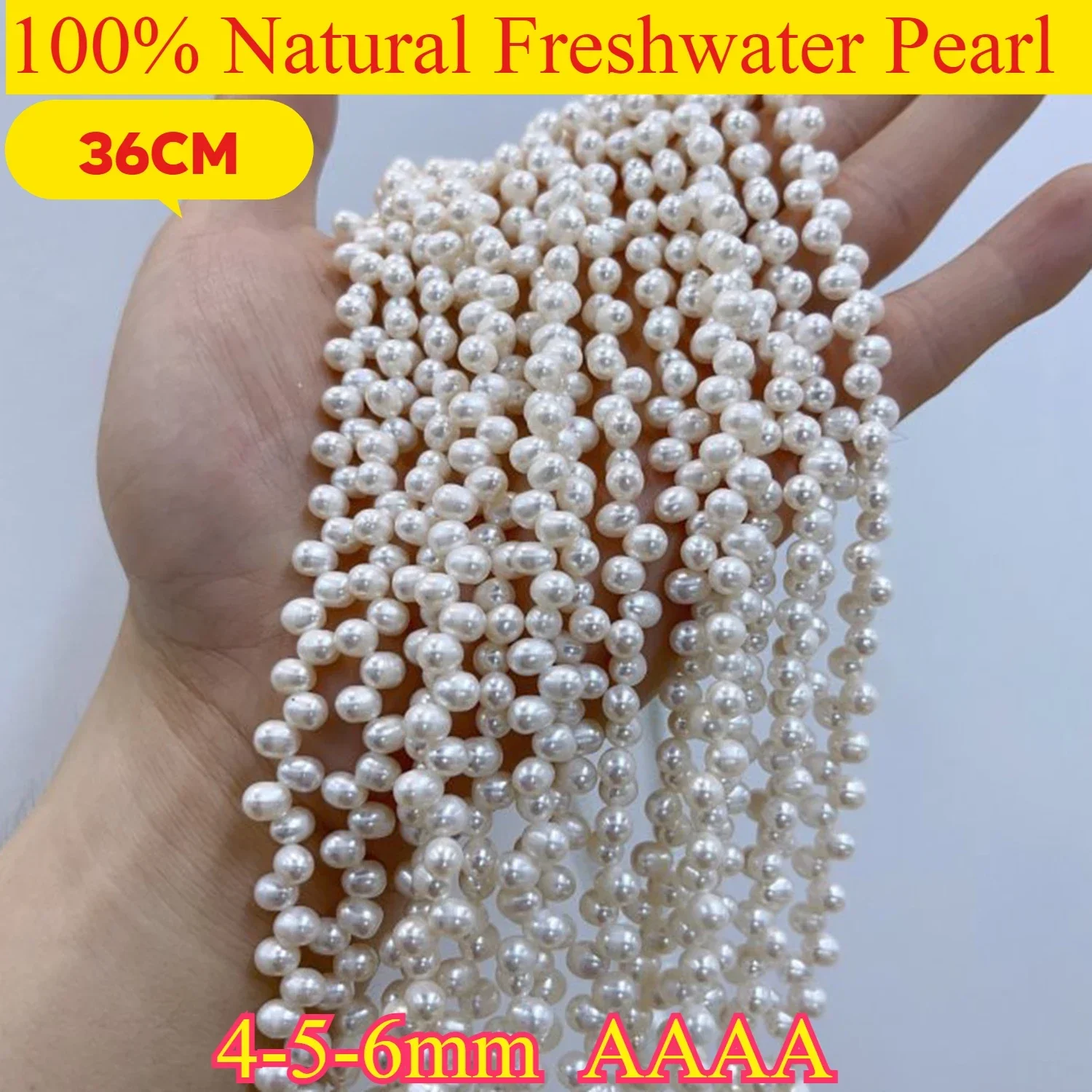 

4-5-6mm 4A New Oval Three-seven Hole Wedding Natural White Freshwater Pearl Bead Jewelry Make DIY Necklace Bracelet Accessories