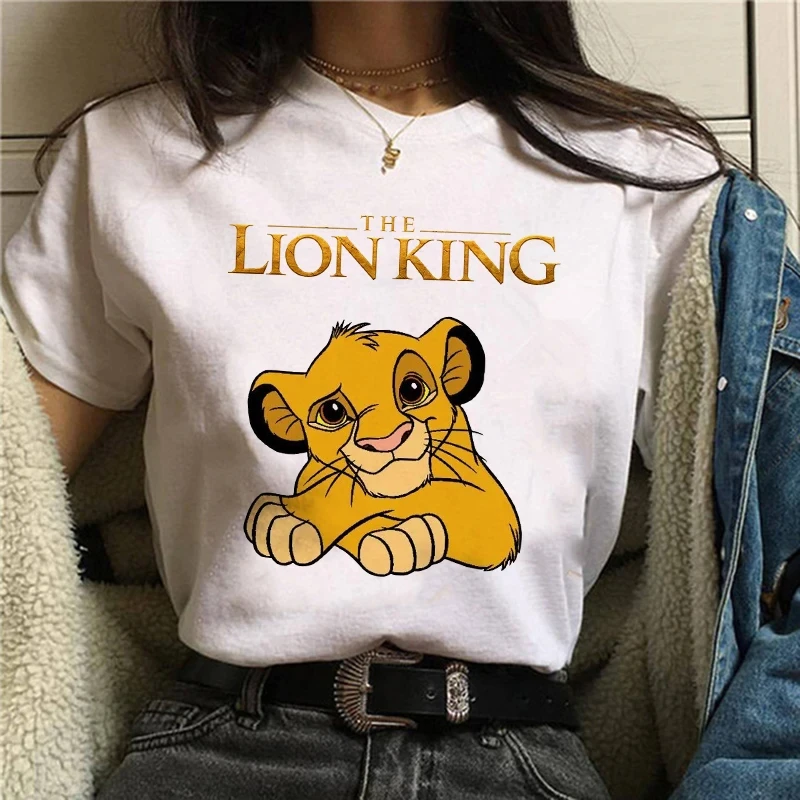 Disney Hakuna Matata Cute Women\'s Y2k Cotton T-shirt Harajuku 90s Lion King T-shirt Cartoon T-shirt Pattern Top Women\'s