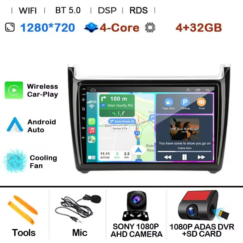 Android 15 Auto Radio 2Din CarPlay Multimedia Videospeler voor Volkswagen VW POLO sedan 6R 2008-2020 GPS Navigatie Autoradio