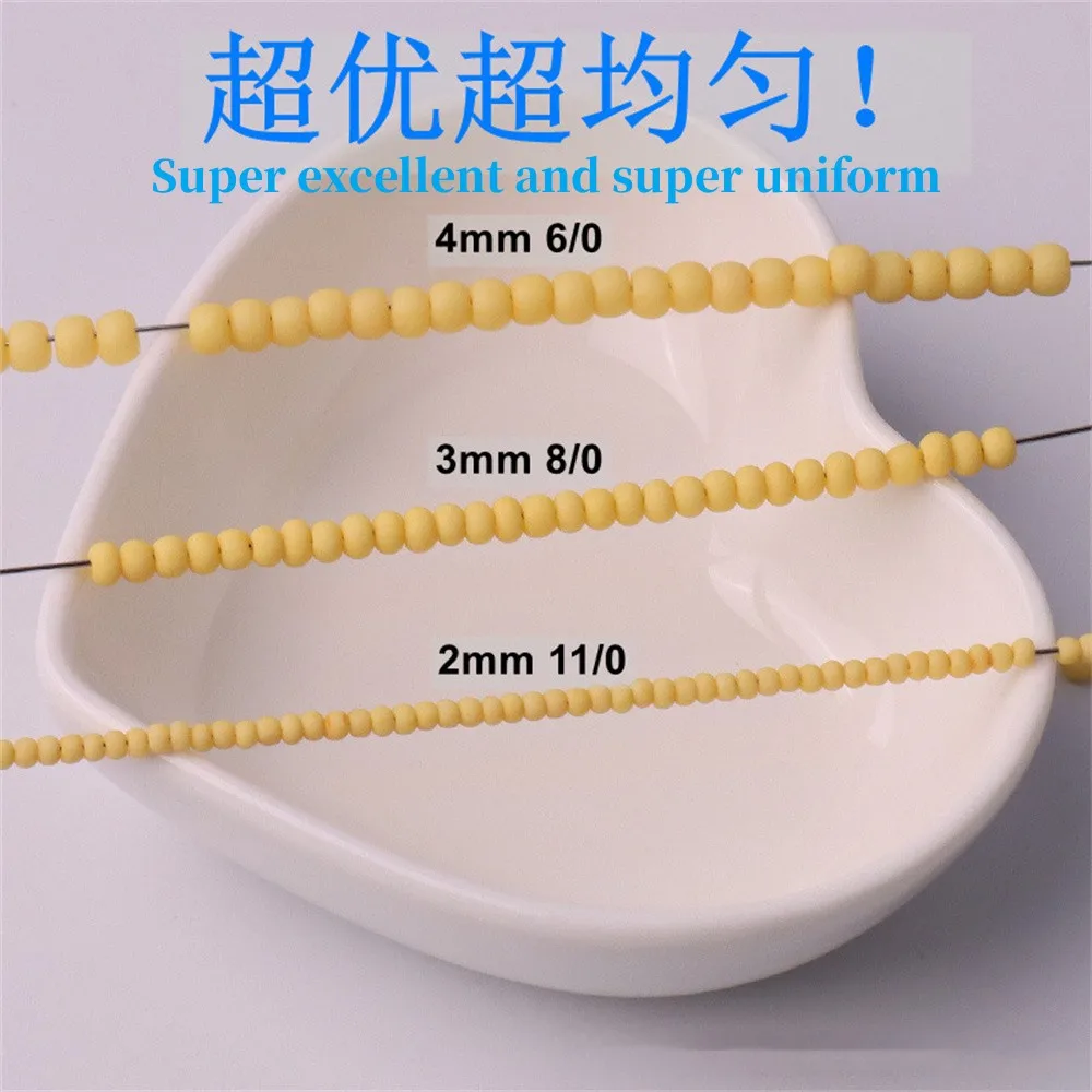 2/3/4mm Imitation Czech Macaron Solid Color Frosted Uniform Glass Seed Beads Loose Spacer Beads For Bracelet DIY Jewelry