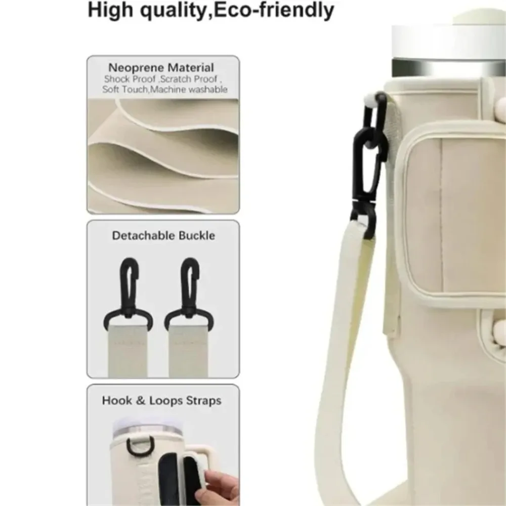 40OzCar Cup Holder Water Bottle Bag with Adjustable Shoulder Strap and Straw Holder Portable Water Bottle Bag for Outdoor Travel image 3