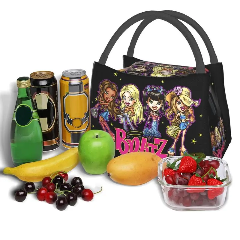 Bratz Rock Angelz Insulated Lunch Tote Bag for Women Anime Animation Resuable Thermal Cooler Food Lunch Box Work Travel