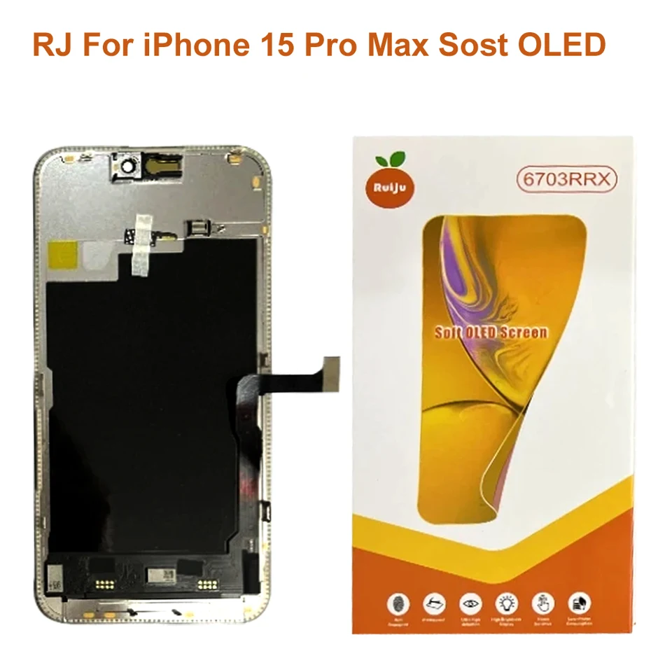 RJ Soft OLED For iPhone 14 Pro Max LCD For iPhone 16 13 15 Pro Max