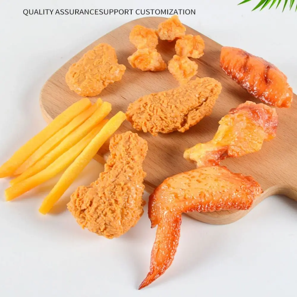 New PVC Simulated French Fries Toy Ornaments 10 Styles Chicken Legs Fried Chicken Keychain Simulated Food Ornaments