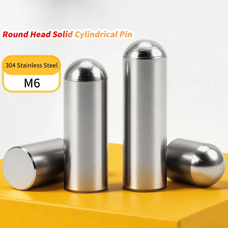 M6 Smooth Round Shaft Dowel Pin, Stainless Steel Round Head Solid Cylindrical Pin Locating Thimble Pin for Home Assembly 10/20pc
