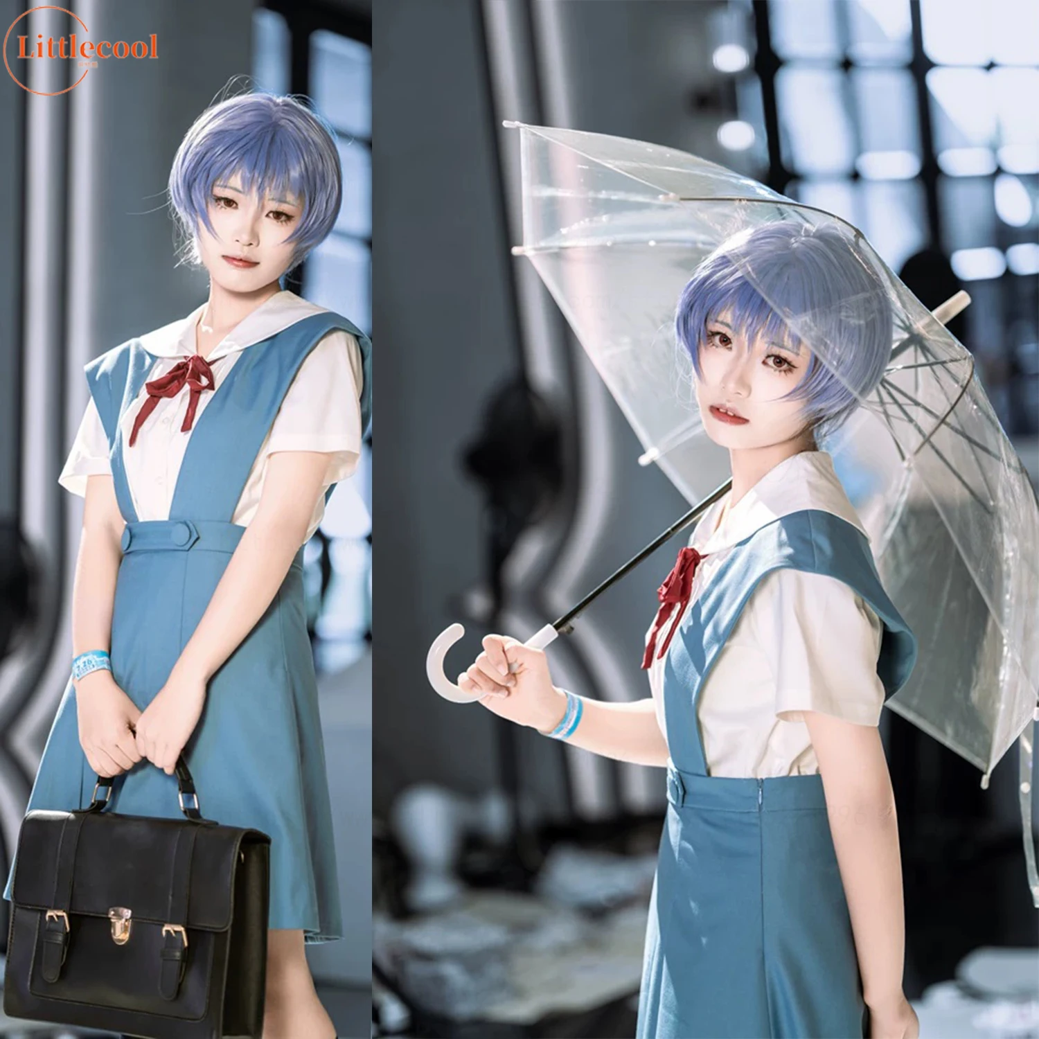 High Quality Ayanami Rei Cosplay Wig EVA Cosplay 30cm Short Blue Heat Resistant Synthetic Hair Party Anime Wigs + Wig Cap