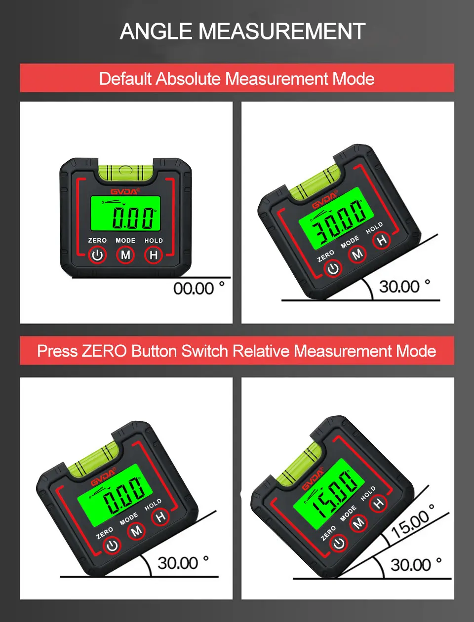 GVDA Digital Angle Gauge Magnetic Protractor Inclinometer Level Angle Finder Angle Cube Level Box with LCD Backlight