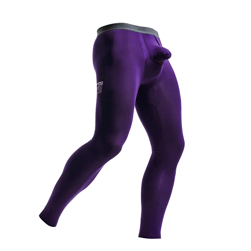 Men's long Johns separate single scrotal support thin line pants Tight thermal pants underpants young men's leggings