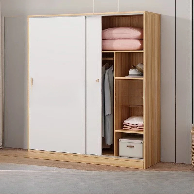 armadio, porta scorrevole per camera da letto domestica, semplice assemblaggio di armadi per stanze in affitto, piccolo appartamento in legno massello per bambini