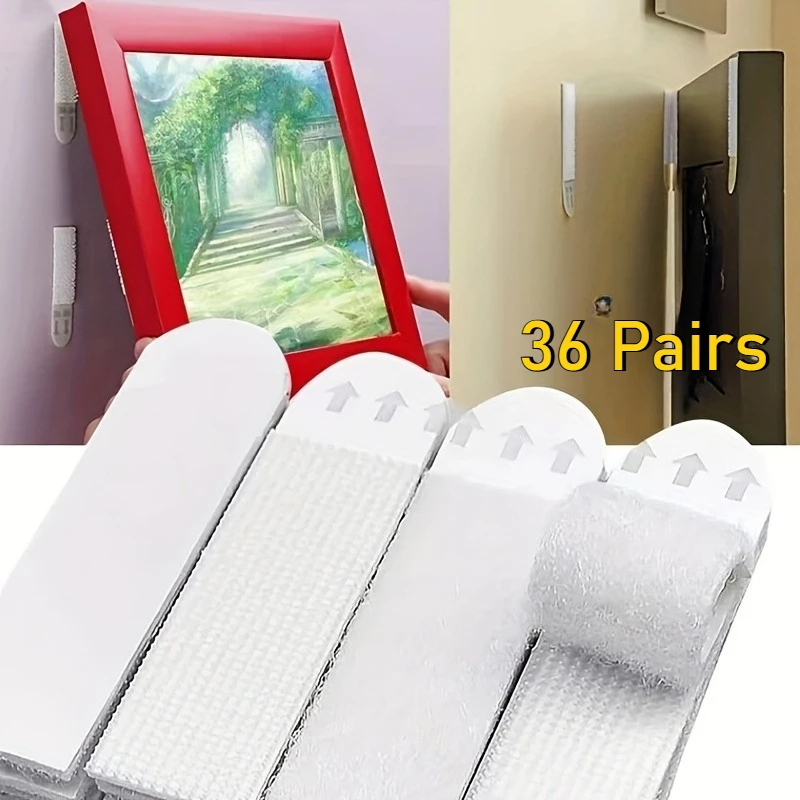 36 Pairs DIY Maigics Frame Stick Hooks Damage Free Picture&Frame Handling Strips Tape For Home Picture Photo Display Wall Decor