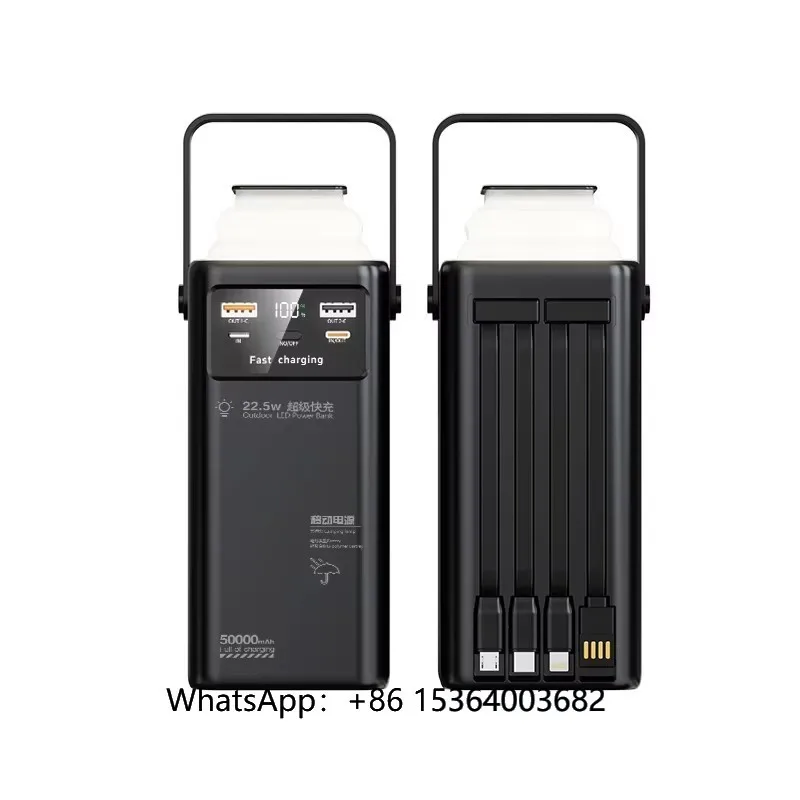 

Portable Fast Charging LED Display Power Bank 30000mah/50000mah with 2 Cables PD 22.5w LI-Polymer Battery 20W Output Power