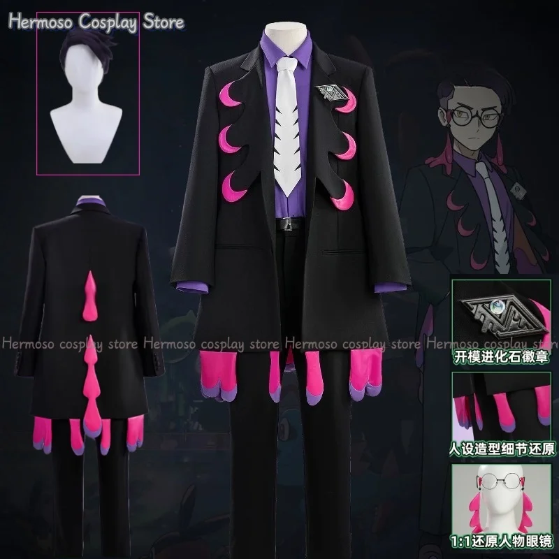 

Male Corbeau Cosplay Costume Karasuba Roleplay Uniform Coat Pant Glasses Necktie Men Adult Clothing Outfits Halloween Party Suit