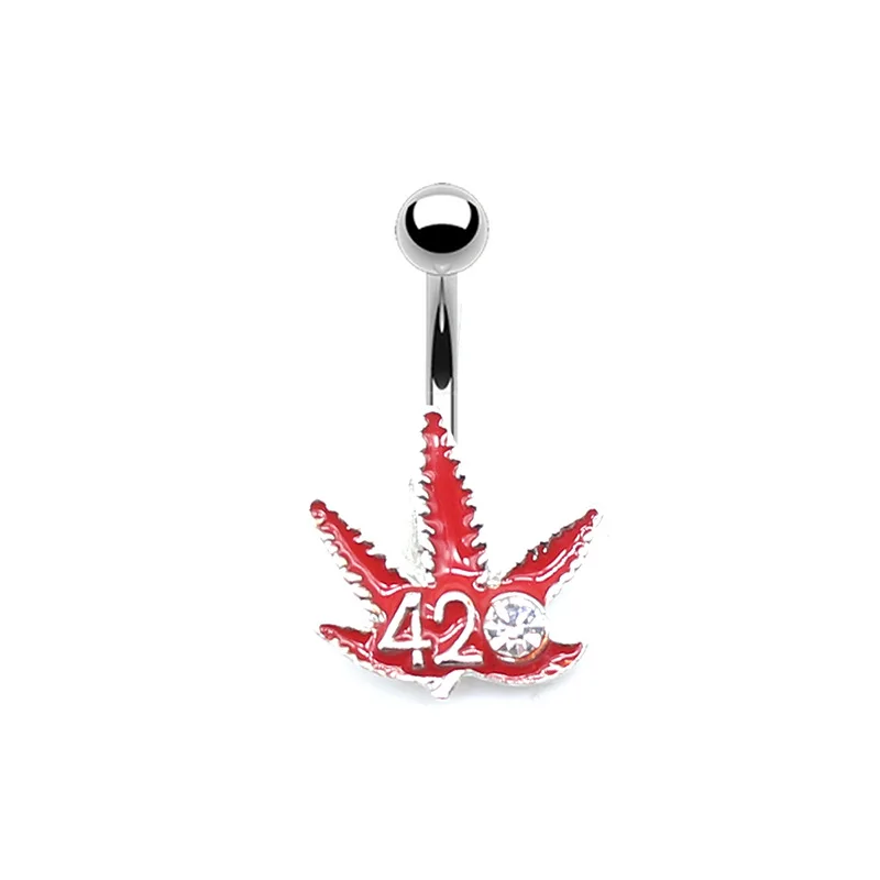 Fringed Zircon Navel Ring Heart Navel Piercing Sexy Maple Leaf Belly Piercing Ombligo Belly Button Rings Nombril Body Jewelry