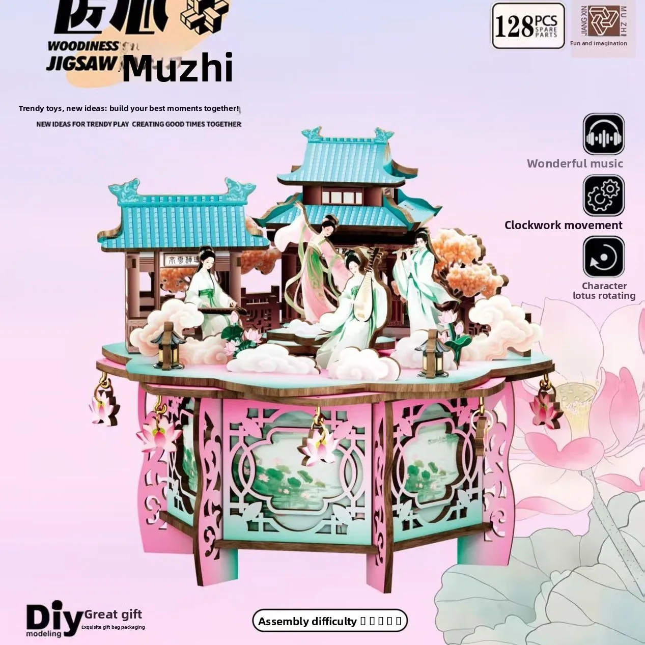 手作りDIY木製ほぞ穴とほぞ接ぎミニチュアシーン3D自立型ハウスモデルギフト