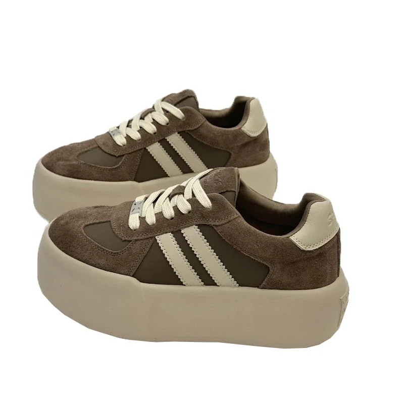 Sports Shoes Thick Sole Casual Board Women 2024 New Cowhide Everything Soft Inside Increase De Training Shoes