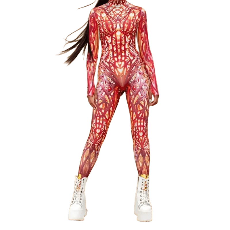 

Art Line Costume Psychedelic Cosplay Catsuit Colorful 3D Print Jumpsuit Halloween Theme Party Role Playing Zentai Suits for Men