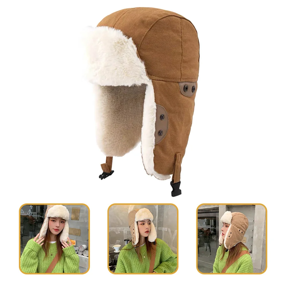 

1pc For Women Men Adjustable Windproof Riding Warm Hat Warm Outdoor Ski Riding Hat Thickened Cold-Proof Headgear