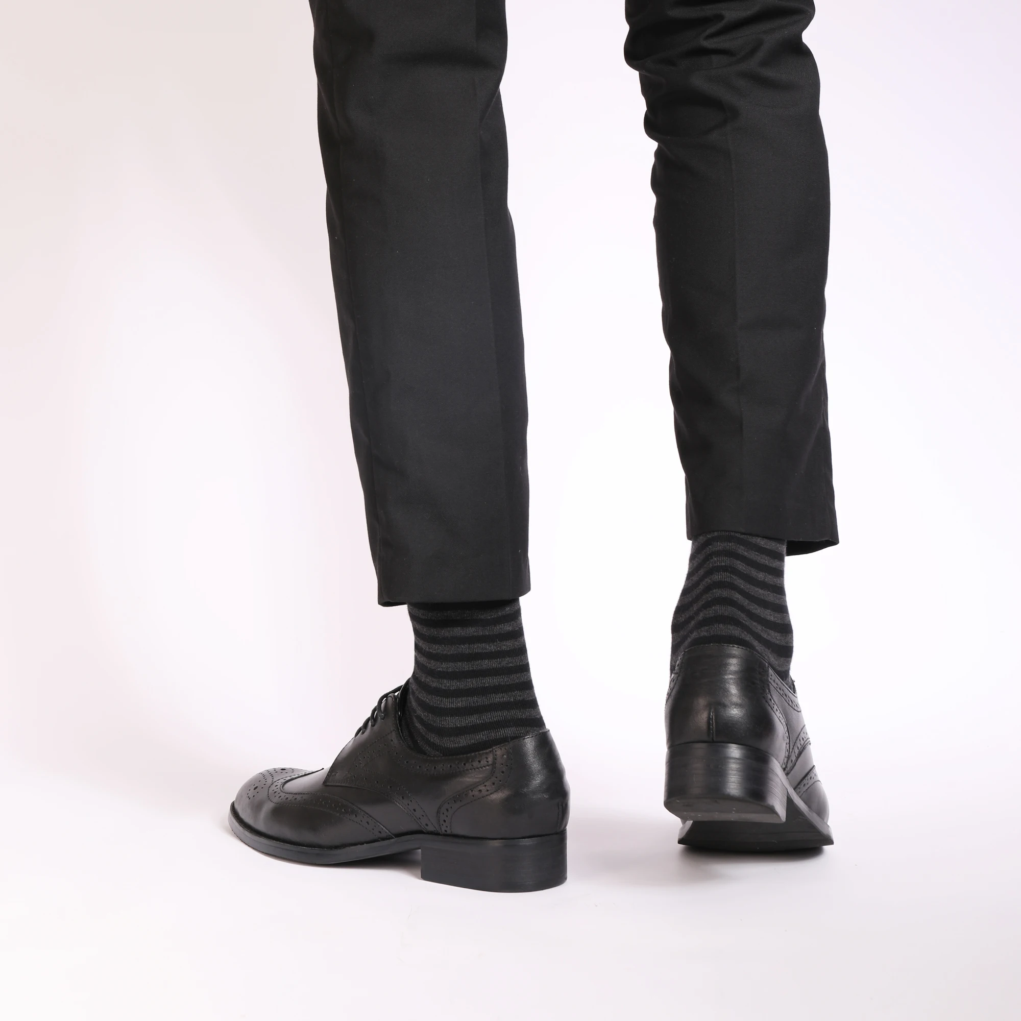 5 Pairs Mens Dress Socks stripe Plus Size,High Quality Combed Cotton Crew Socks,Black Cool Breathable Casual Socks for men