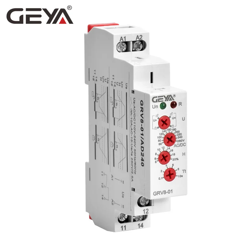 GRV8-01/02 Single Phase Voltage Relay Adjustable Over Under Voltage Protection Relay AC110V 240V DC12V Voltage Regulator