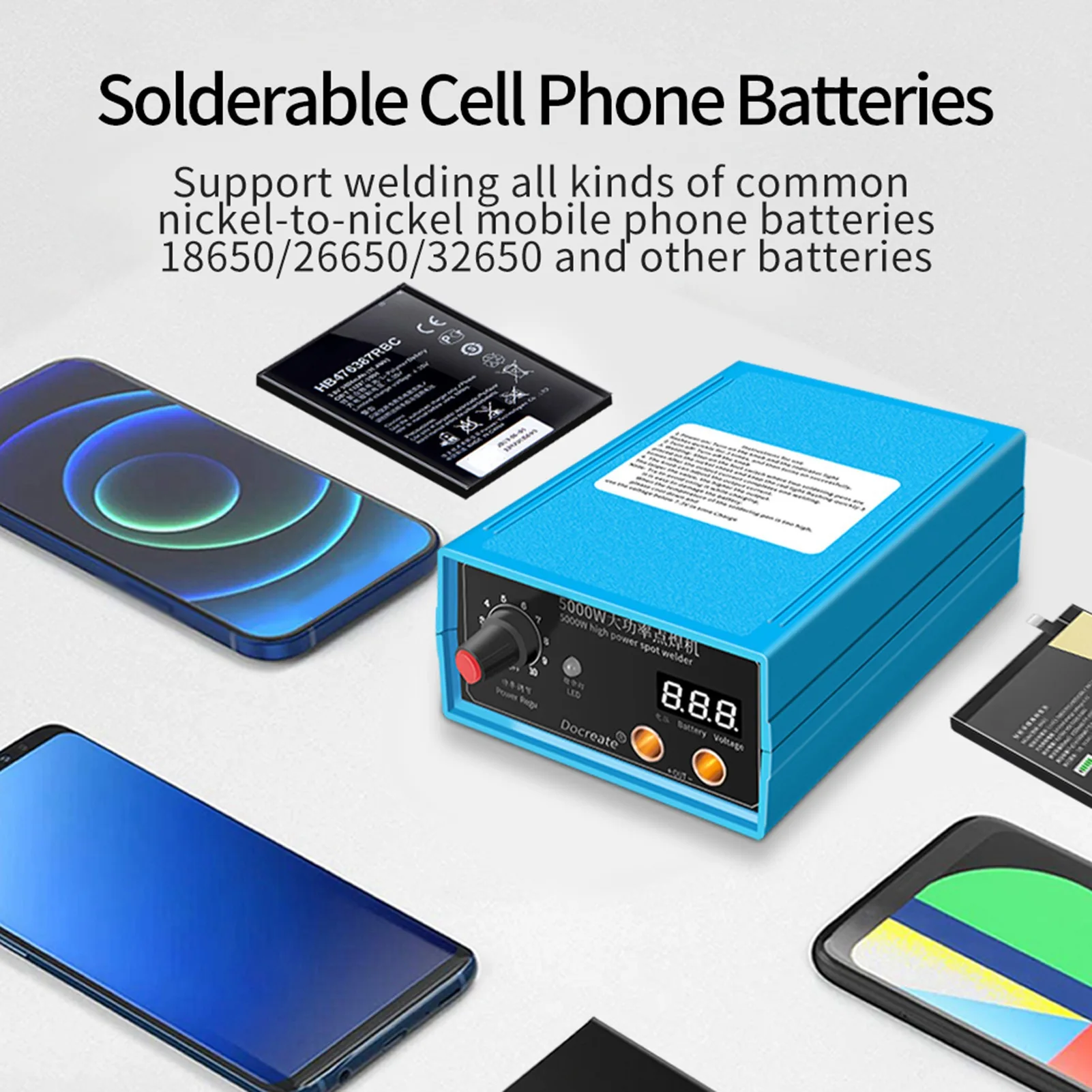 ハンドヘルドスポット溶接機 5000W ハイパワー ポータブル多機能 電話バッテリースポット溶接機 ペダル付き 0.1-0.15mmニッケル用