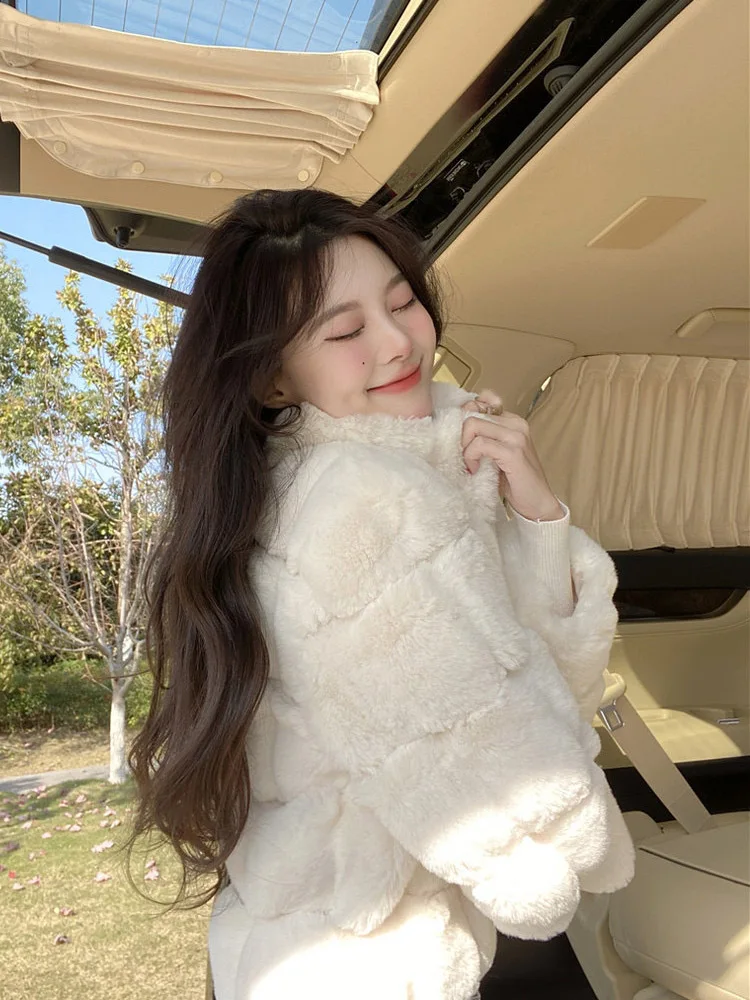 2025 ملابس نسائية موضة تقليد معطف فرو الأرنب الكسول شتاء جديد 1117 #2