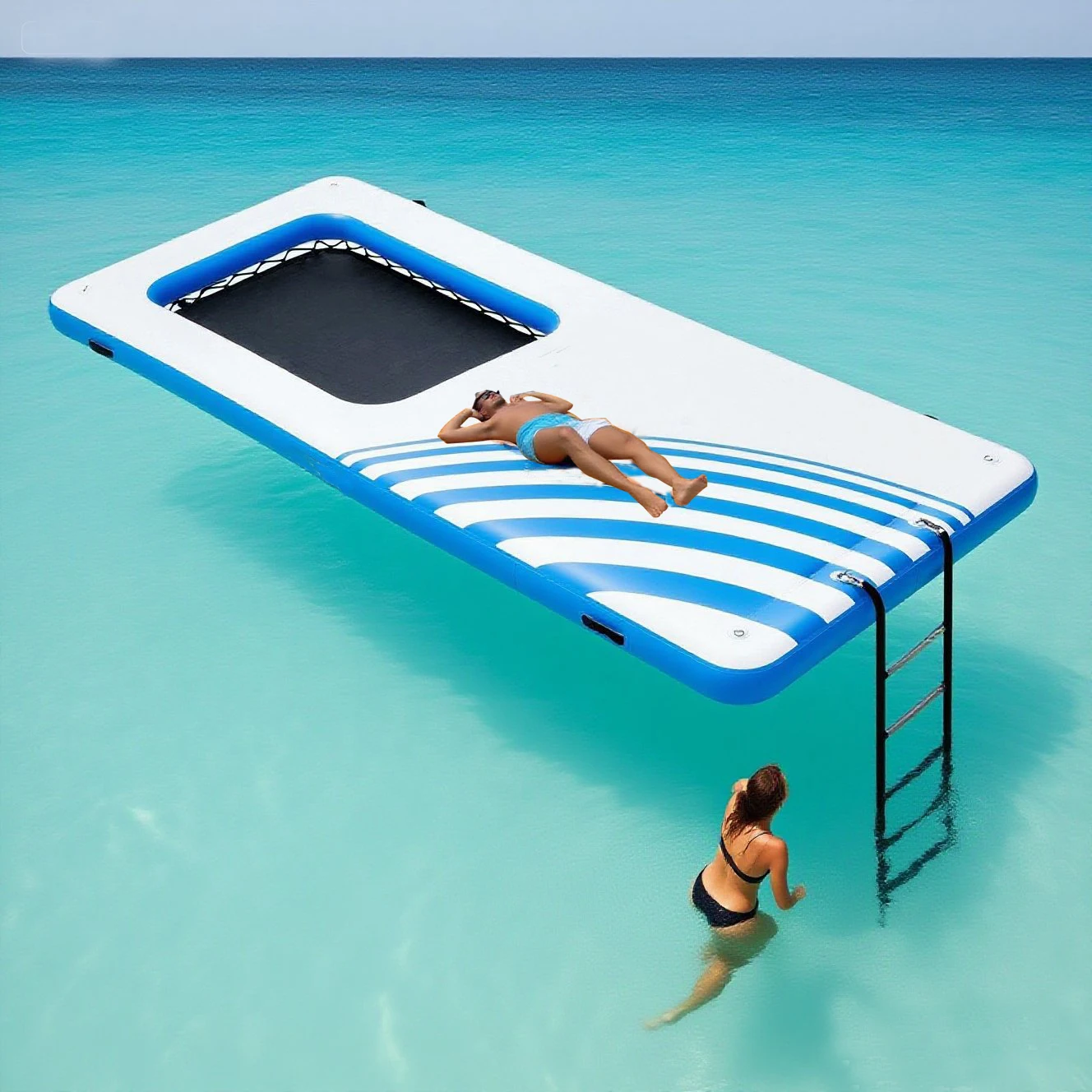 Flotadores flotantes gigantes de la piscina de Plathform del baño de China para las islas inflables del partido de los adultos con la escalera