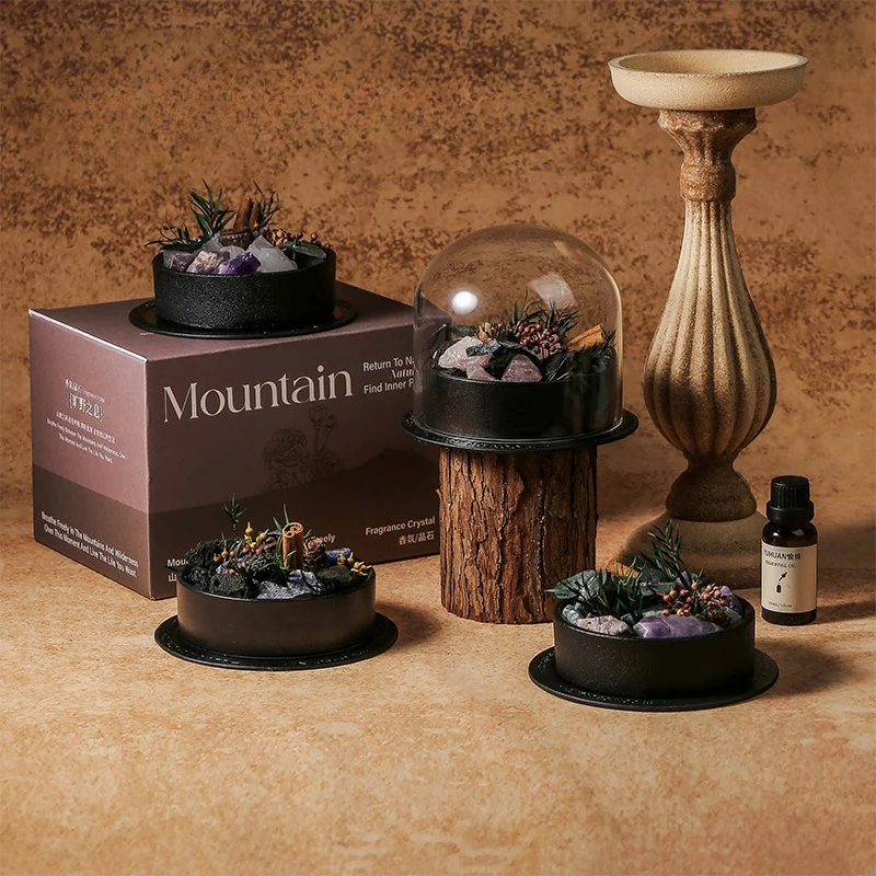 Luxury Crystal Diffuser Stone Aromatherapy Gift Set Natural Crystal Flameless Essential Oil Diffuser Long Lasting Home Fragrance