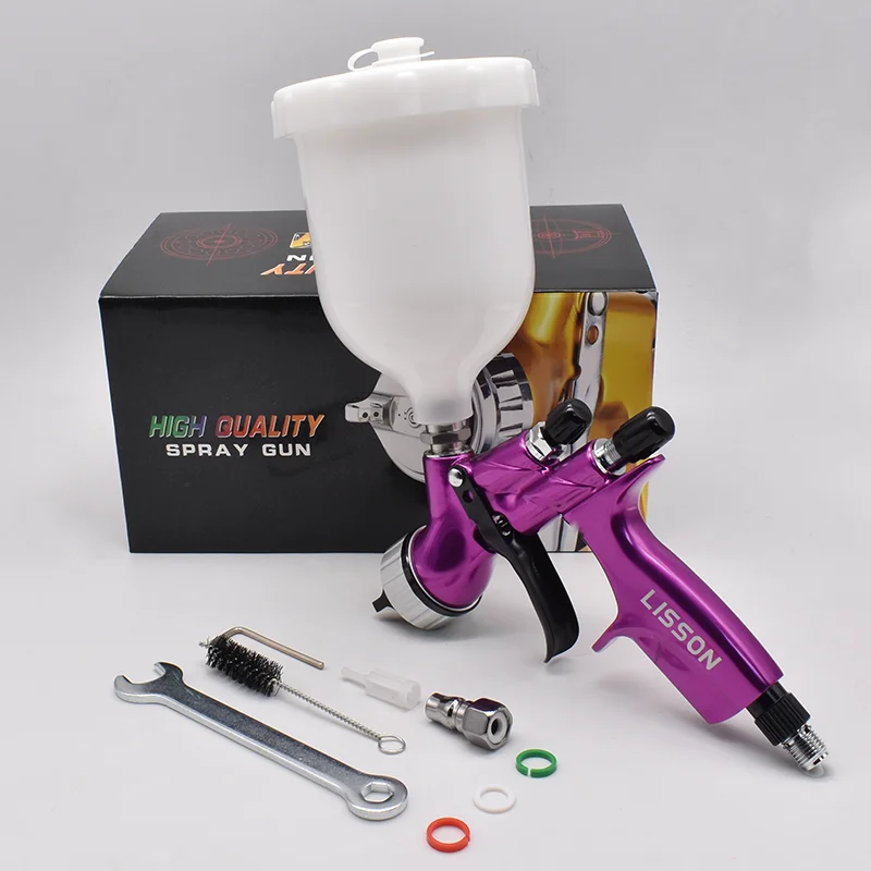 New  Purple Car Paint Spray Gun HVLP Gravity Feed Type High Efficiency Sprayer Pneumatic Tool for Vehicle Refinishing DIY Pro