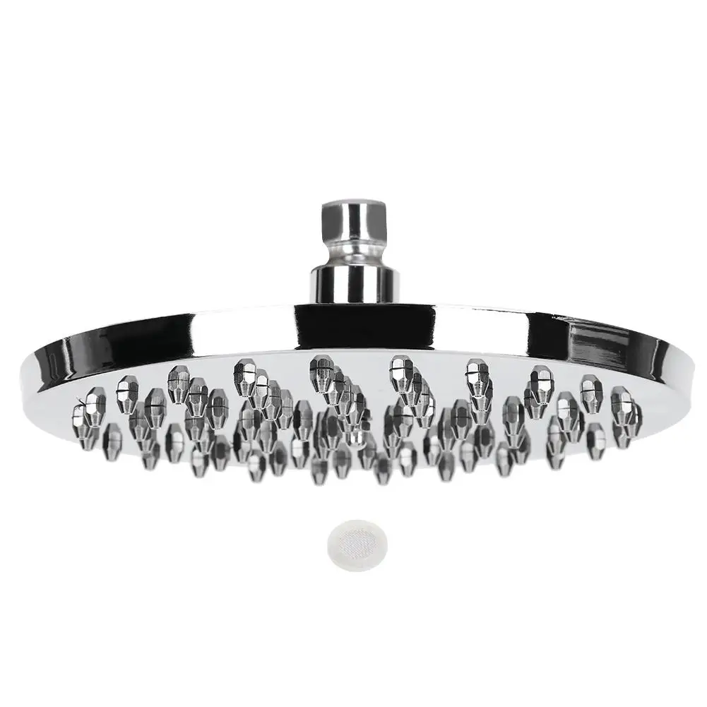 8in Round Stainless Steel High Pressure Rainfall Shower Head Wall/Ceiling Mounted Top Spray