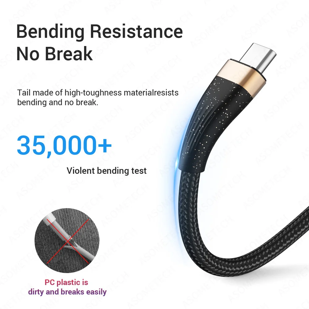 6A USB C كابل سلك الهاتف نوع C كابل USB A إلى نوع C شاحن سريع كابل ل شاومي سامسونج ماك بوك شحن سريع بيانات الحبل