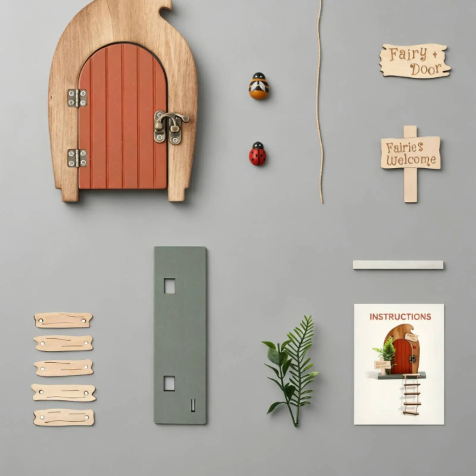 

Wooden Fairy Doors Handmade Look Mini Garden Door Miniature Decoration Set Gift Idea for Children