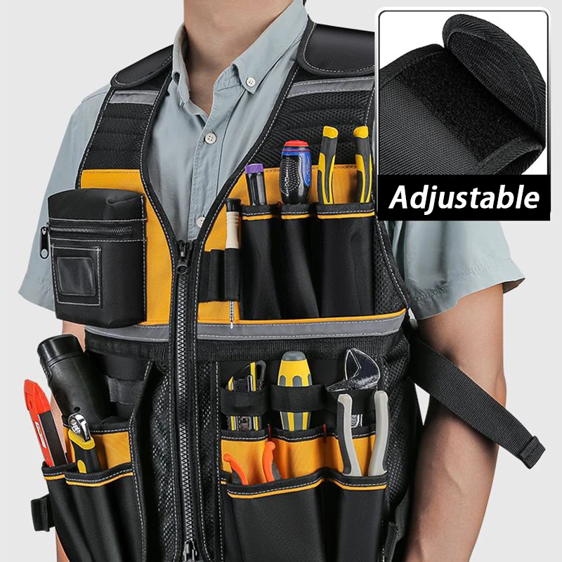 

Жилет для электроинструментов, многофункциональный удобный дышащий жилет для инструментов, профессиональные сумки для хранения столярных инструментов, регулируемый жилет