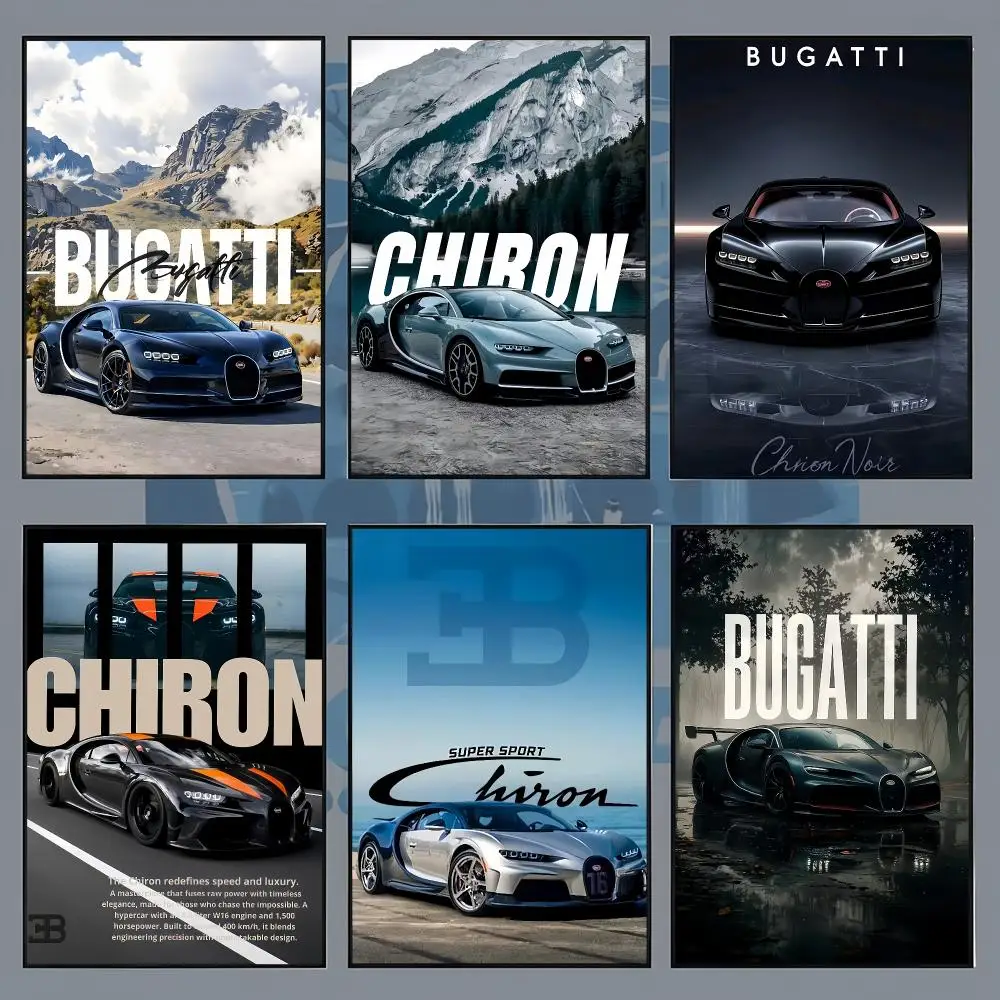 Super Car B-BUGATTI Poster Aesthetic Wall Art Print for Living Room Bedroom Study Office Café Home Decor Stylish Gift