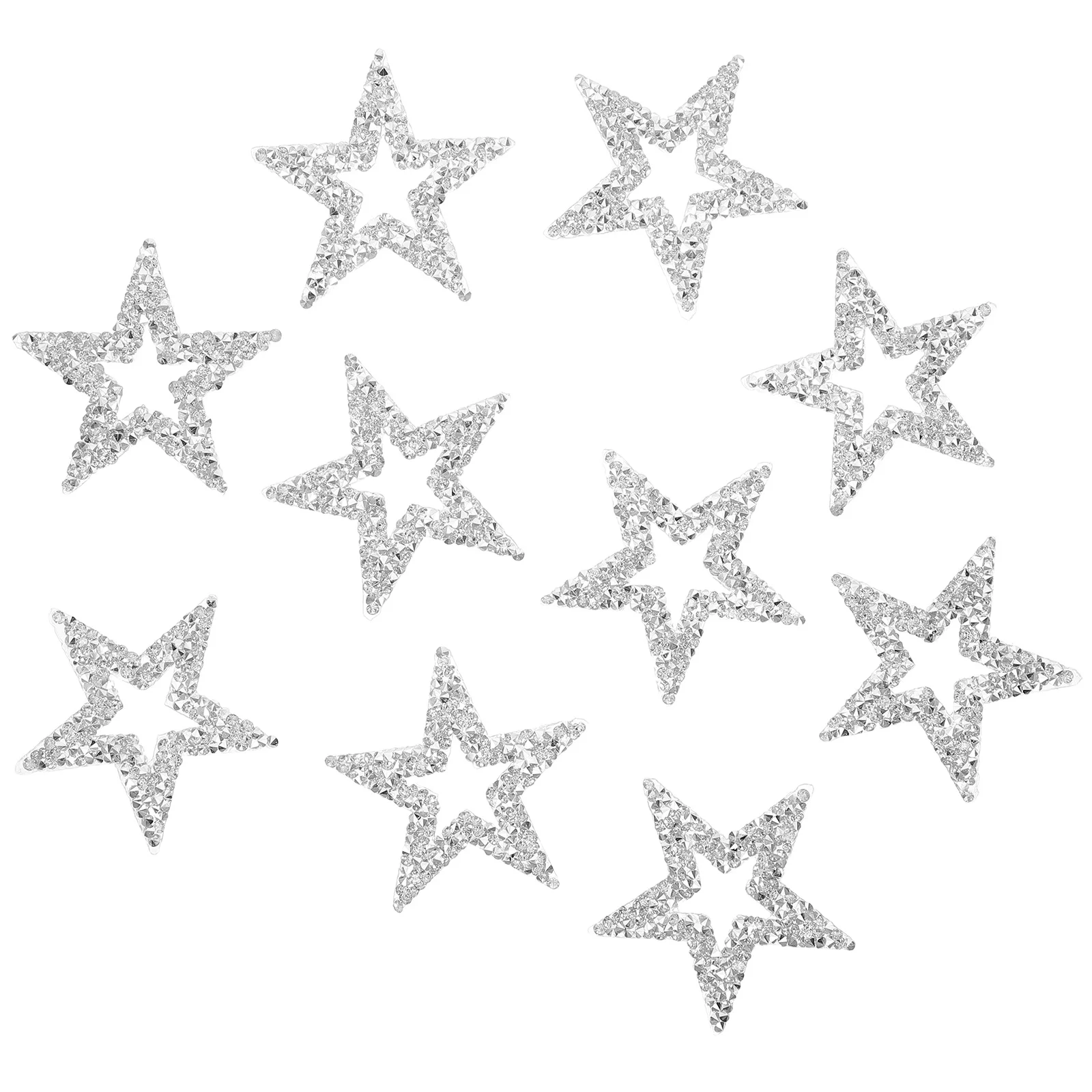 

10Pcs Star Iron on Rhinestone Patches Hollow Five-Pointed Star Pattern Glitter Appliques for Clothes Bags Hats Shoes Repair