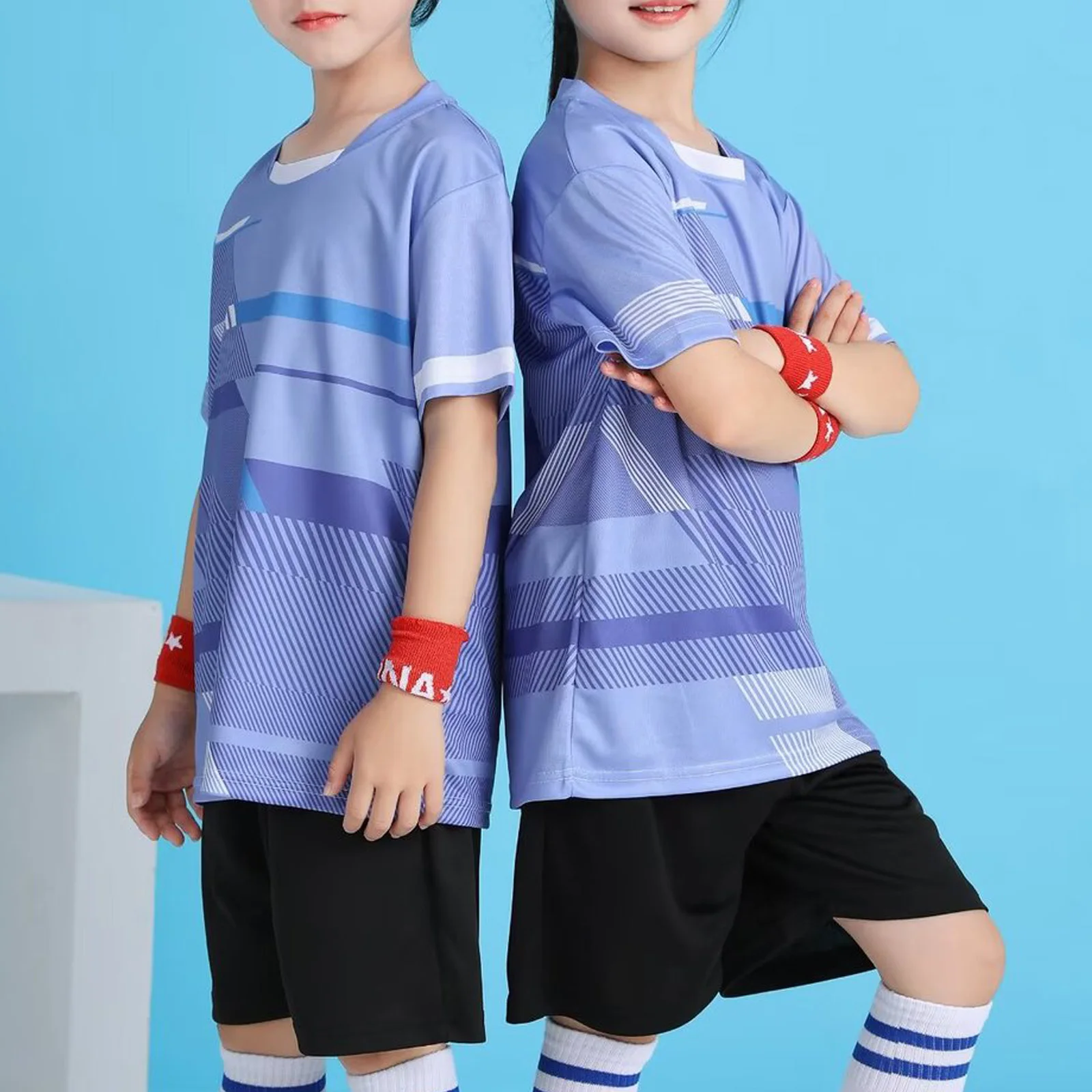 Детская футбольная форма для мальчиков, тренировочный костюм для футбола, бадминтона, стильная футболка с короткими рукавами + шорты, спортивная одежда из 2 предметов