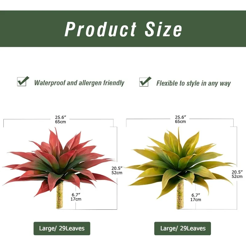 Artificial Agave Plants,Large UV Resistant Fake Agave Planters for Indoor and Outdoor Decorating Artificial Plants for Outdoors