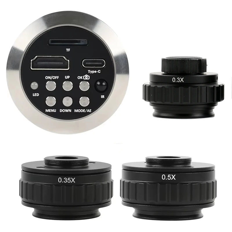4K 2K 48MP HDMI USB Industrielle Elektronische Digitale Mikroskop Kamera + 0,5x 0,35x Trinokular Stereo Mikroskop C Mount Adapter Objektiv