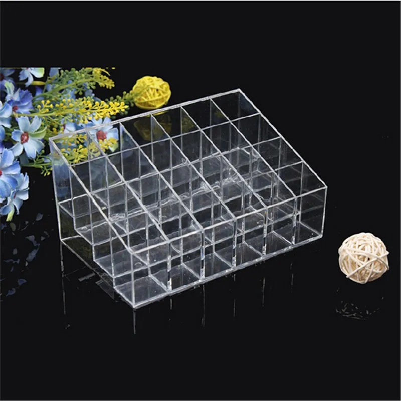 

24/40 Lattice Trapezoid Plastic Transparent Makeup Display Rack Lipstick Stand Rack Cosmetic Organizer Holder Box High Quality