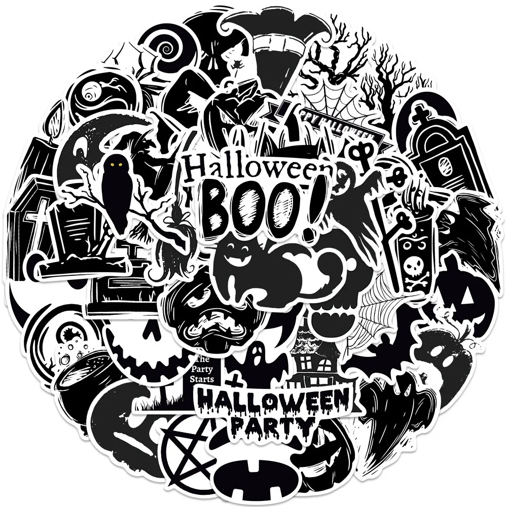 50pcs Boo Halloween Party Stickers For Ipad Scrapbook Journal Laptop Stationery Aesthetic Sticker Pack Scrapbooking Supplies