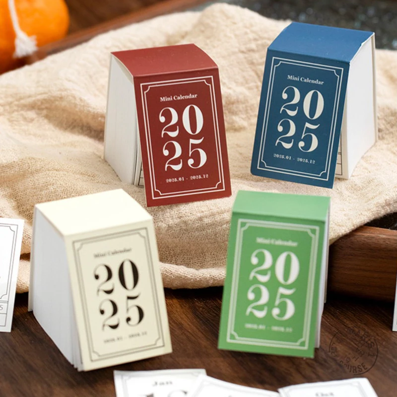 2025 portátil mini calendário livro calendários rasgáveis calendários vintage simples mesa calendário planejador material de escritório presentes