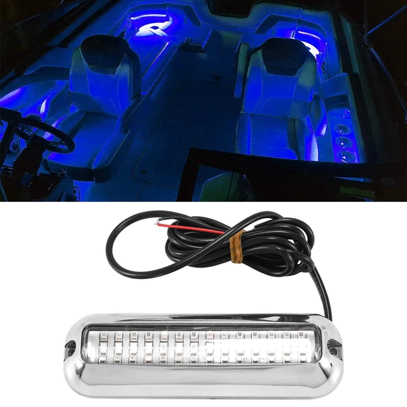 

B0a-t2Pcs 42LED Boat Drain Light Boat Transom Light Blue Underwater Pontoon Marine