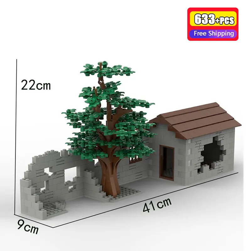 Blocs de construction MOC Maison abandonnée Base militaire détruite Mur Scène de guerre Jouets de construction Briques DIY Modèle Cadeaux pour enfants