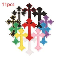 11pcs Cross Iron On Patches Lot Bulk Wholesale Pack Embroidered For Clothes Designer Mochila Diy Parches Jacket Thermal Naszywka