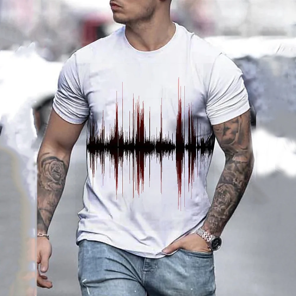 Men's T Shirt  3D Graphic Black White Printed Stripes Oversized Crew Neck Casual  Clothing Daily Top Streetwear Short Sleeve Top