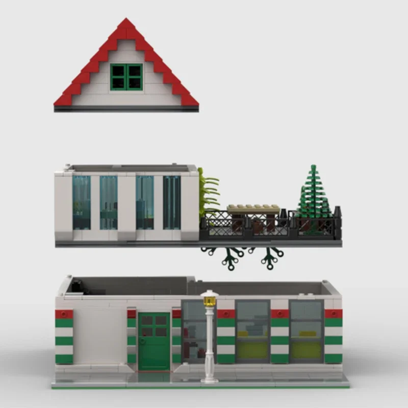 984pcs MOC Italian Resturaunt Town House Modular Buildings Building Blocks Christmas Gift Challenging DIY Assembly Model