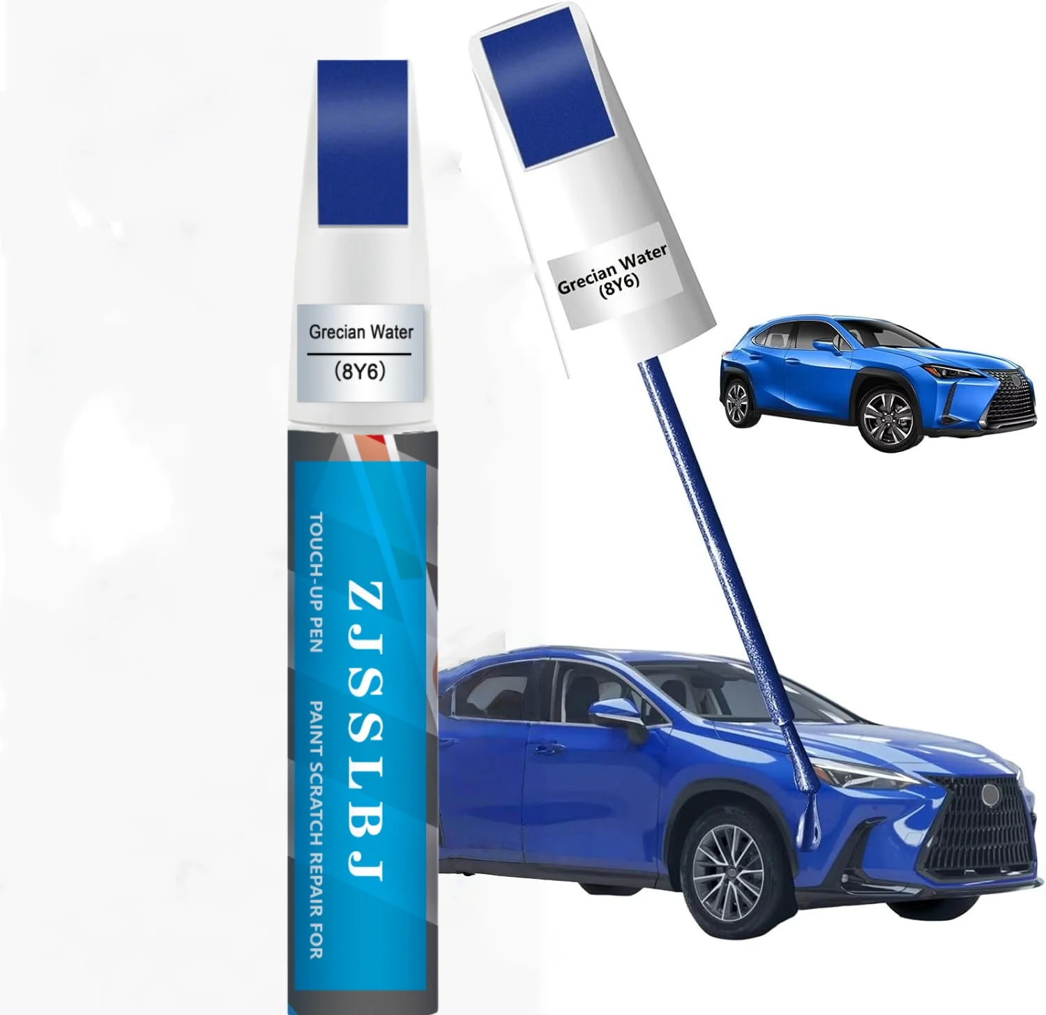 Grecian Water(8Y6) for Lexus Touch Up Paint Pen, 2 in 1 Car Scratch Remover with Pen Tip and Brush, Precise Color Match for Car